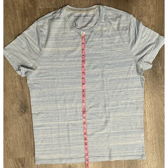 Banana Republic Shirt Men's Large Sky Blue Tri Blend Tee Solid Crew Neck T-Shirt - Picture 3 of 8